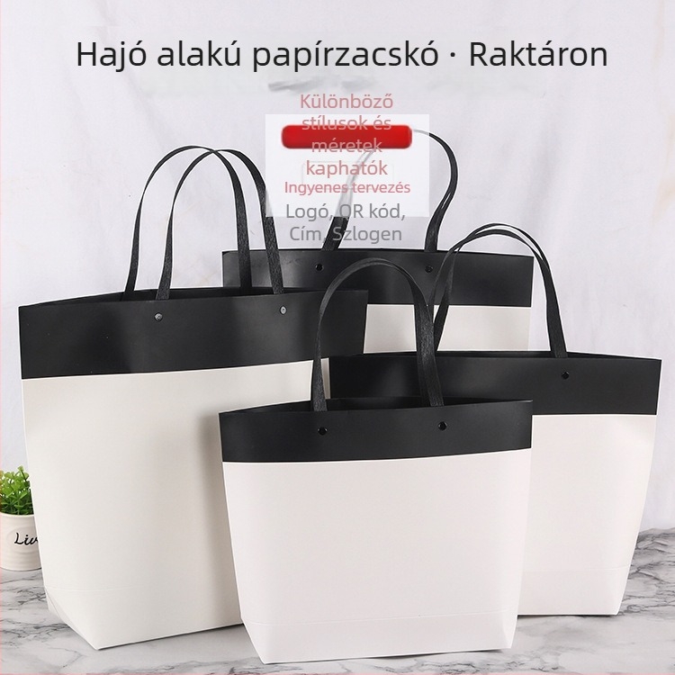 Fehér kraft papírtáskák ruházati boltok számára logóval