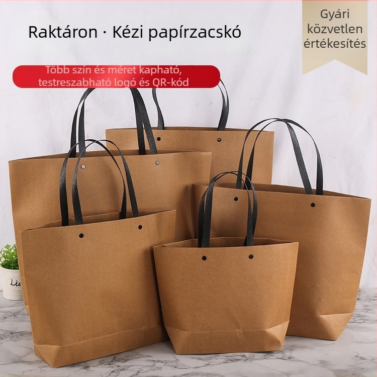 Fehér kraft papírtáskák ruházati boltok számára logóval