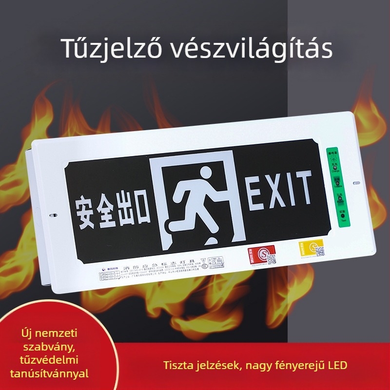 Akkumulátoros tűzjelző lámpa, felületre szerelt vagy rejtett beépítéshez, 36V, LED tartalék világítás