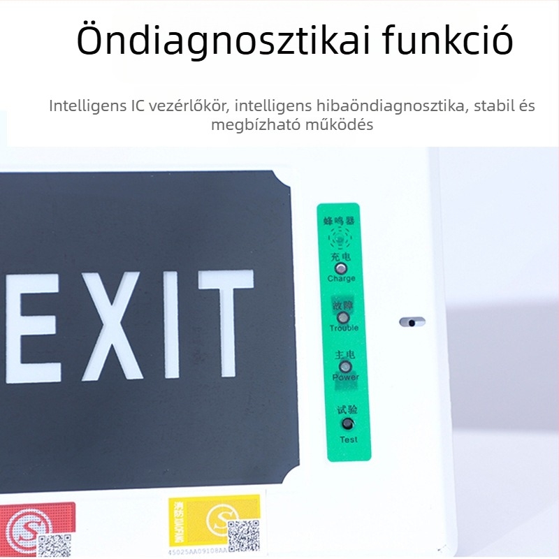 Akkumulátoros tűzjelző lámpa, felületre szerelt vagy rejtett beépítéshez, 36V, LED tartalék világítás