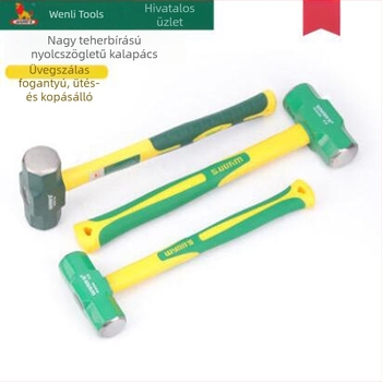 Power Lion üvegszálas nyélű nyolcszögletű kőműves kalapács, magas szénacél fej, 2–16 lb, modell W0335A