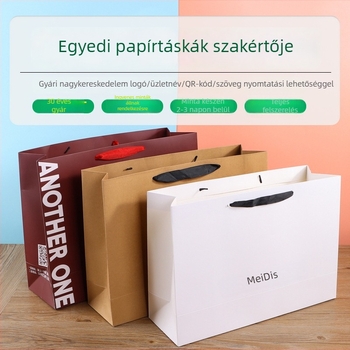 Kraftpapír táska egyedi ruházathoz, vásárlási csomagoló táska UV nyomtatással és logóval