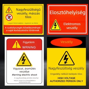 Elosztó doboz tűzvédelmi jelzései, figyelmeztető matricák műhelyhez, egyedi tervezésű