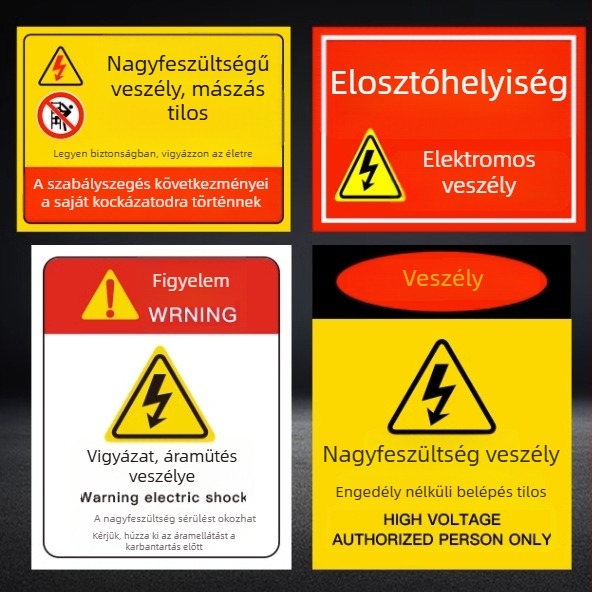 Elosztó doboz tűzvédelmi jelzései, figyelmeztető matricák műhelyhez, egyedi tervezésű