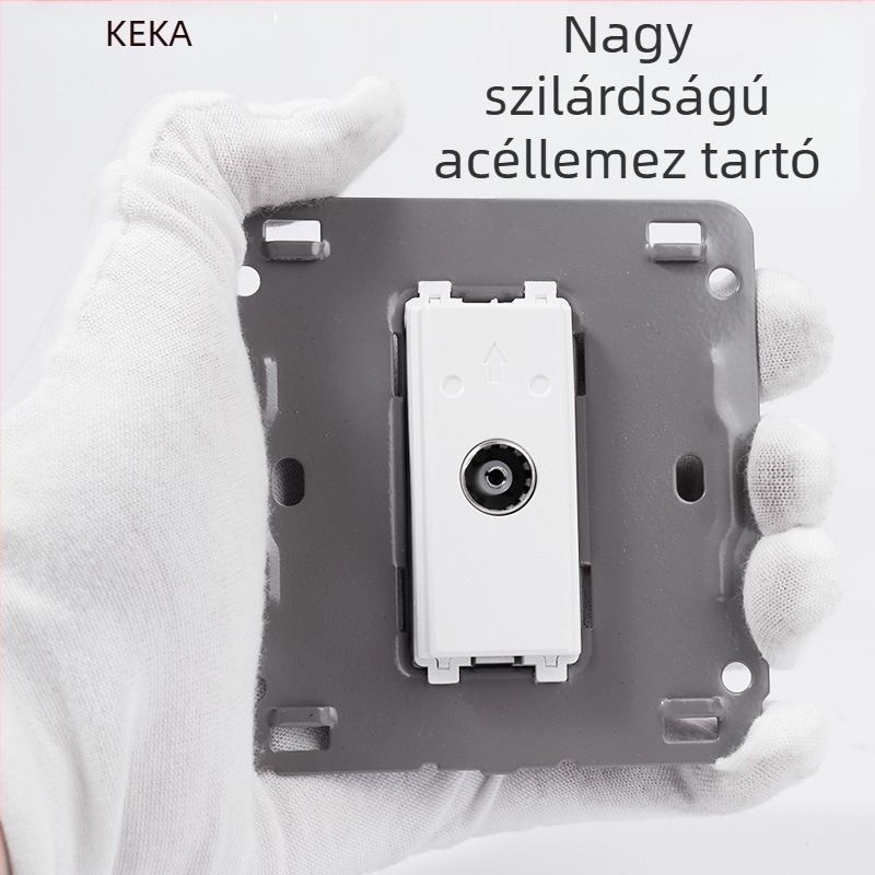 Keka 86 falra szerelt, rejtett CCTV TV csatlakozópanel Gigabites Ethernet és koaxiális TV porttal