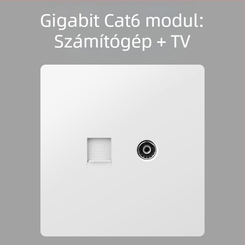 Keka 86 falra szerelt, rejtett CCTV TV csatlakozópanel Gigabites Ethernet és koaxiális TV porttal