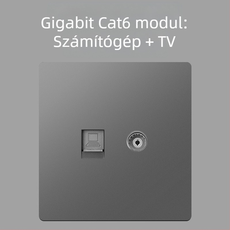Keka 86 falra szerelt, rejtett CCTV TV csatlakozópanel Gigabites Ethernet és koaxiális TV porttal
