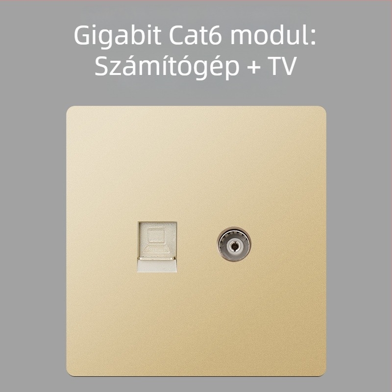 Keka 86 falra szerelt, rejtett CCTV TV csatlakozópanel Gigabites Ethernet és koaxiális TV porttal