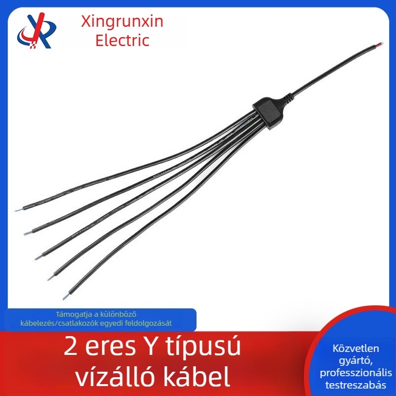 2-áramkörös Y-alakú tápkábel paneles szereléshez, 1–5-ös elosztóval, vízálló kültéri LED reklámokhoz és alagútvilágításhoz