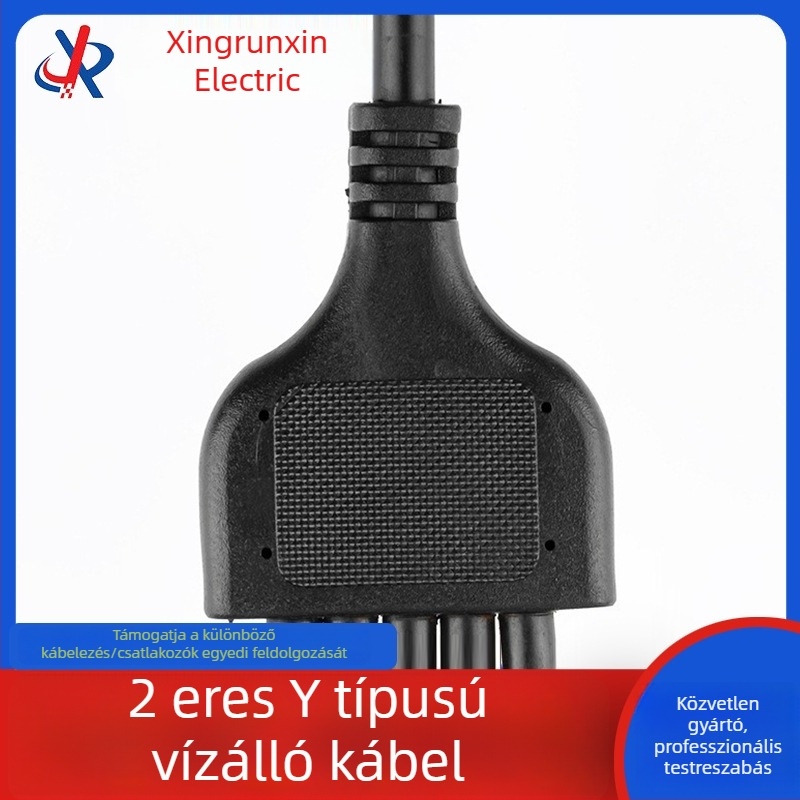 2-áramkörös Y-alakú tápkábel paneles szereléshez, 1–5-ös elosztóval, vízálló kültéri LED reklámokhoz és alagútvilágításhoz