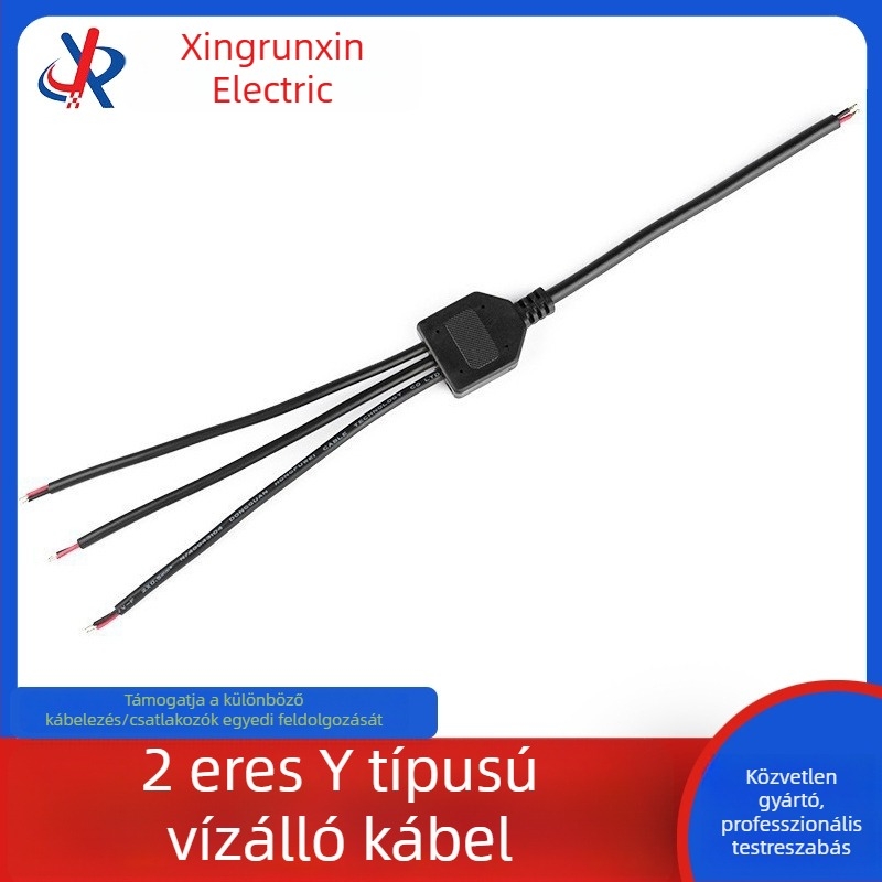 2-áramkörös Y-alakú tápkábel paneles szereléshez, 1–5-ös elosztóval, vízálló kültéri LED reklámokhoz és alagútvilágításhoz