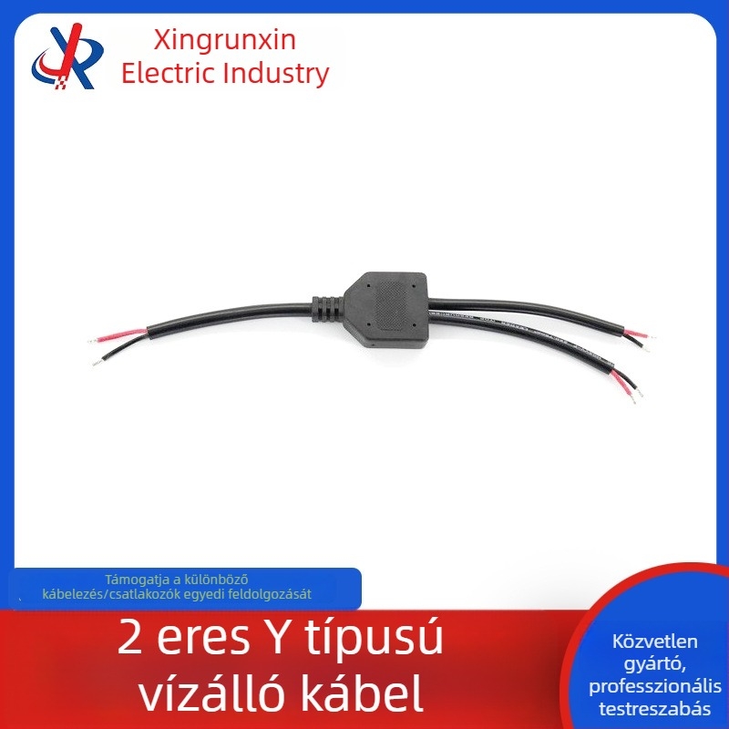 2-áramkörös Y-alakú tápkábel paneles szereléshez, 1–5-ös elosztóval, vízálló kültéri LED reklámokhoz és alagútvilágításhoz