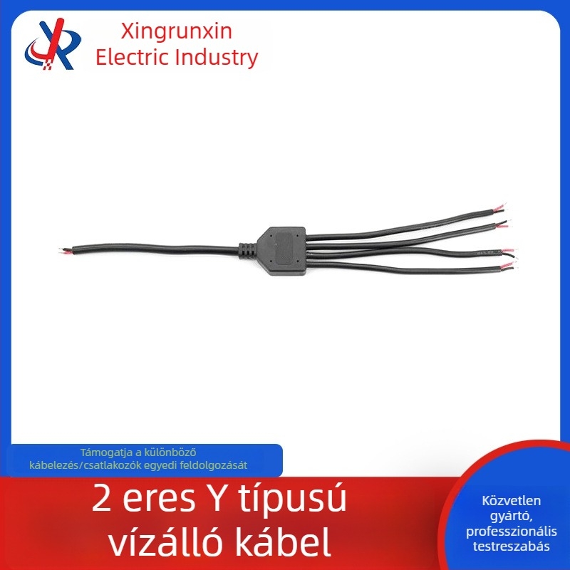 2-áramkörös Y-alakú tápkábel paneles szereléshez, 1–5-ös elosztóval, vízálló kültéri LED reklámokhoz és alagútvilágításhoz