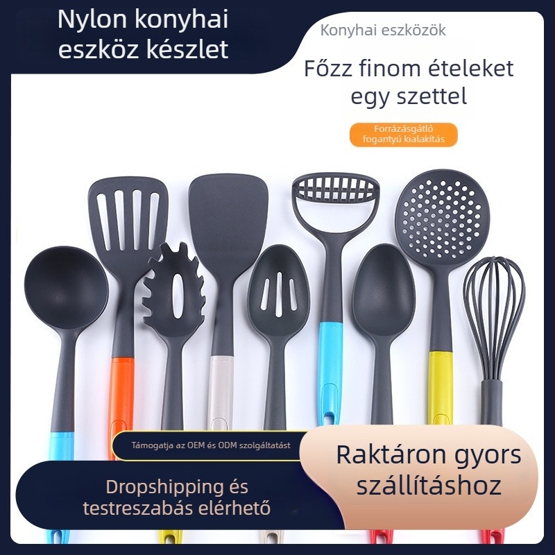 Nylon spatula öt részes készlet, leveskanállal, sokoldalú és hőálló konyhai eszközök
