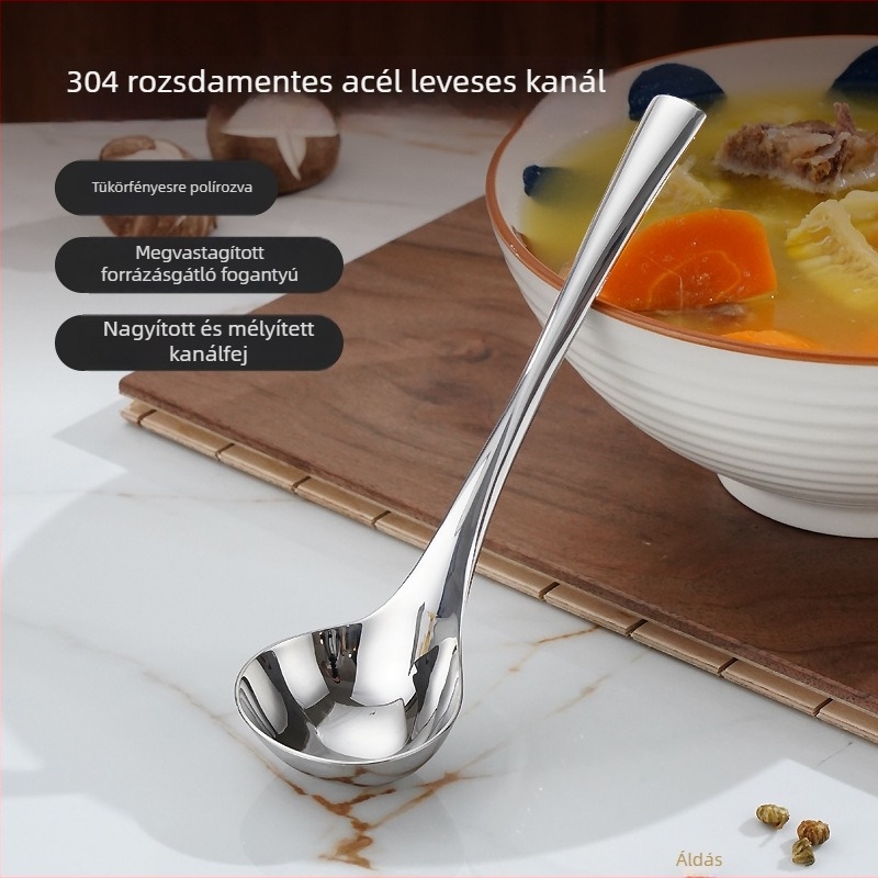 304 rozsdamentes acél leveskanál hosszú nyéllel