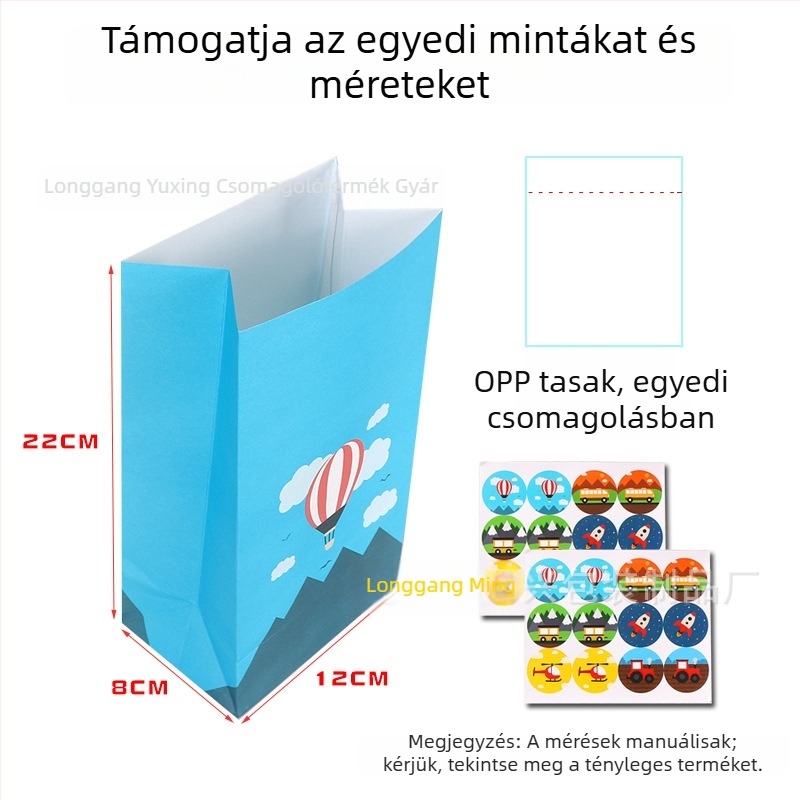 Kraft papírtáskák autós és repülős mintával – party ajándékzacskók édességekhez és süteményekhez