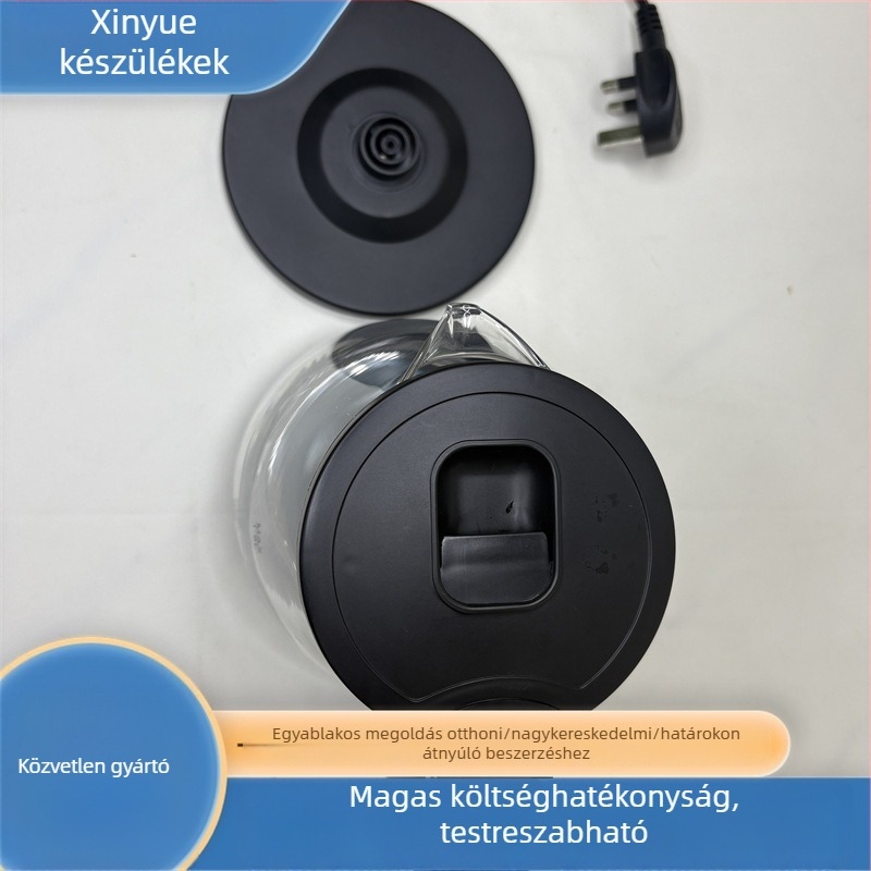 Nagy kapacitású üveges elektromos vízforraló, többfunkciós a víz forralására, főzet és tea készítésére, 1,5–2 L, automatikus kikapcsolás, alkalmas 6+ fő részére