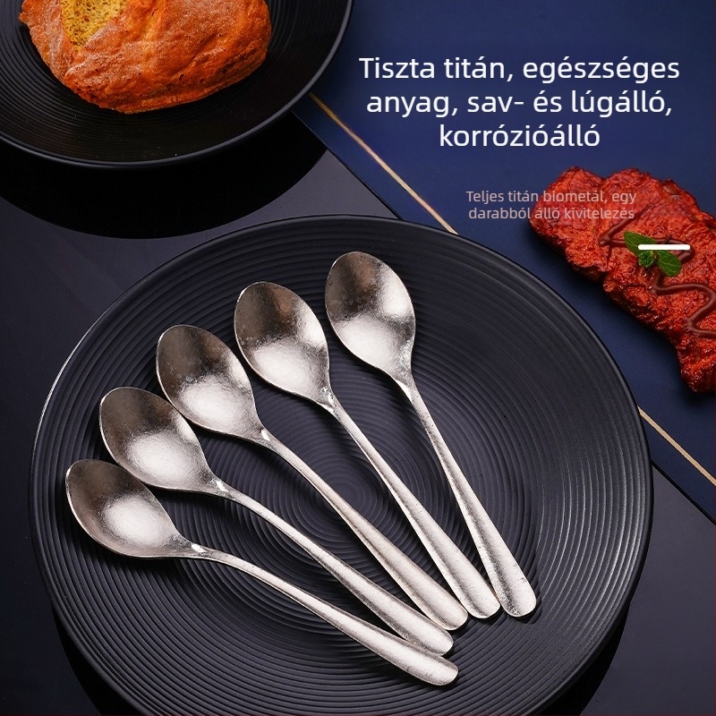 Kristályosított jégvirág titánkanál, rozsdamentes és penészmentes, hosszú nyelű kanál, leveshez és rizshez