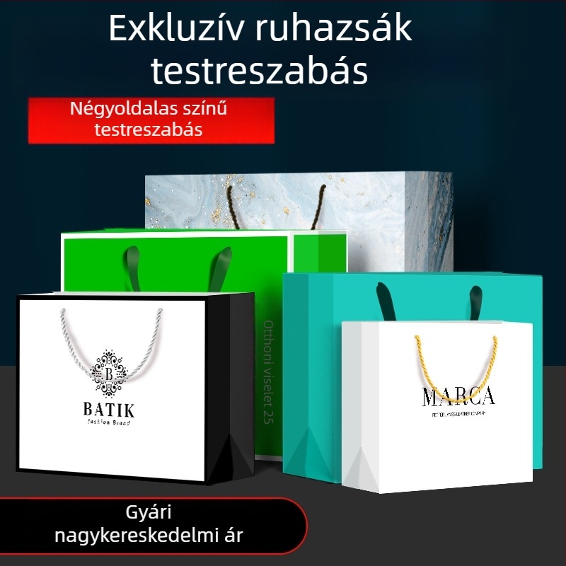 Személyre szabható fehér kraftpapírból készült kézitáska-stílusú bevásárlózacskó nyomtatott logóval