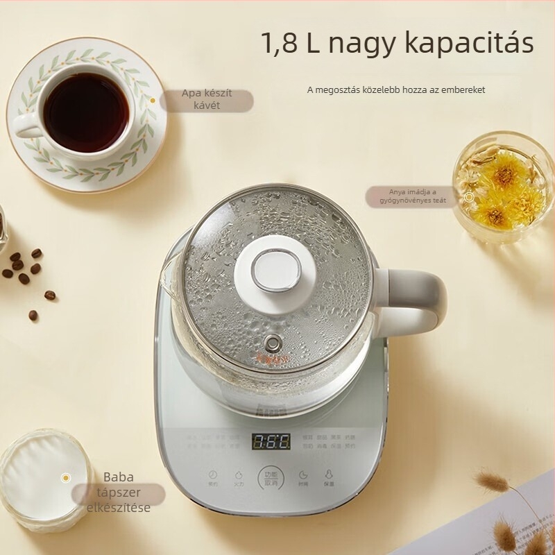 D18F1 1,8 L-es üvegtestű teáskanna, többfunkciós otthoni és irodai használatra