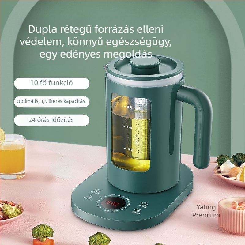 Üveg tea gőzölő és elektromos kanna, multifunkcionális, 1 L, irodai használatra