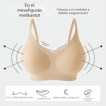 Rejtett női melltartó, A–C kosár, kis mellekhez, 3/4-es formázott kosár, fix pántok, lélegző nylon/spandex anyag.