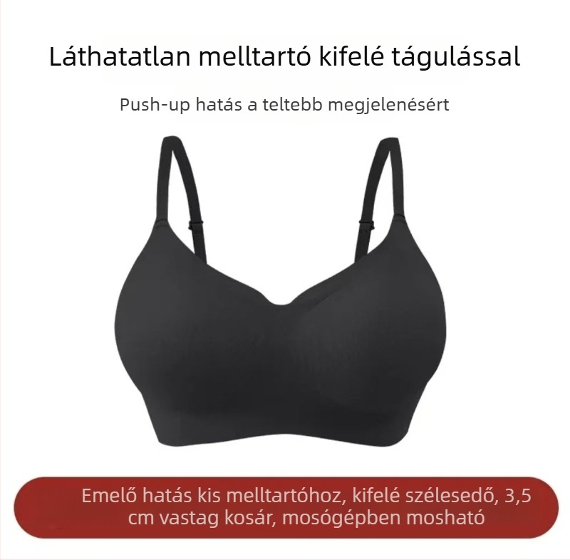 Rejtett női melltartó, A–C kosár, kis mellekhez, 3/4-es formázott kosár, fix pántok, lélegző nylon/spandex anyag.