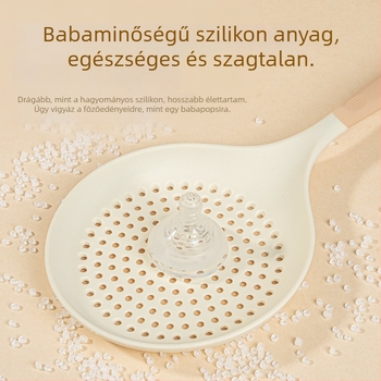 Két tónusú meghosszabbított szilikon szűrőkanál otthoni használatra, hőálló, tészta és gombóc merítésére, multifunkcionális konyhai szűrő, nagy méret