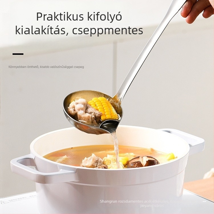 Rozsdamentes acél olajszétválasztó kanál – olaj eltávolítására levesekhez