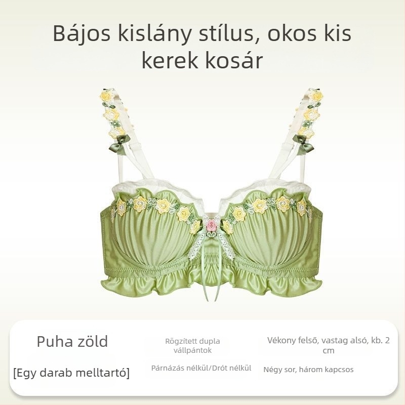 Csipkés félkosaras melltartó kis mellemhez, légáteresztő, könnyű, push-up funkcióval, kényelmes