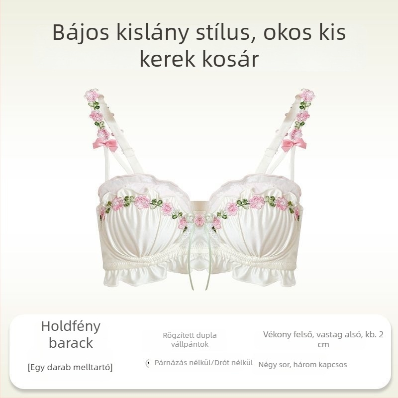 Csipkés félkosaras melltartó kis mellemhez, légáteresztő, könnyű, push-up funkcióval, kényelmes