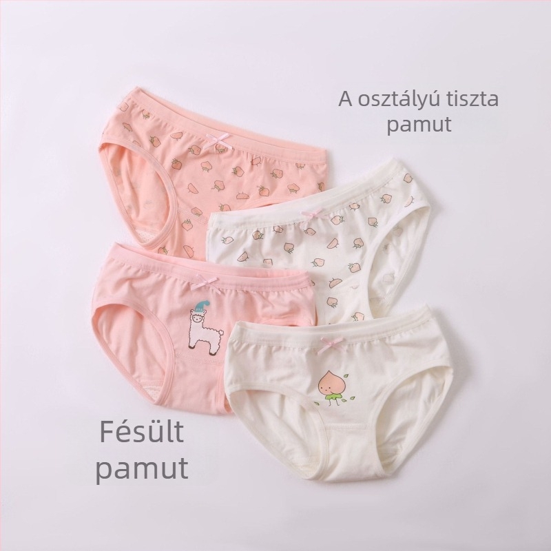 Lányoknak szóló pamut alsónemű, 95% pamut, mesefigurás nyomat, 3–8 éveseknek (100–140 cm)