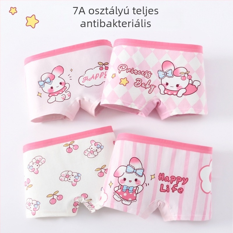 Lányoknak szóló pamut boxer alsó, A osztály, antibakteriális, 3–8 éveseknek