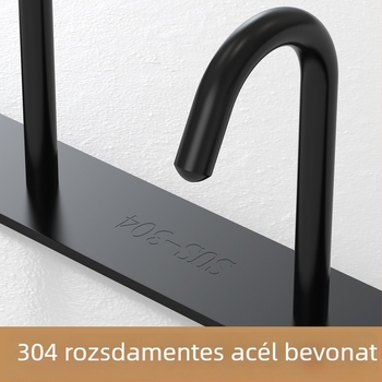 304 rozsdamentes acélból készült szekrényhez rögzíthető akasztó, hosszú sorban elhelyezett pohárfogók