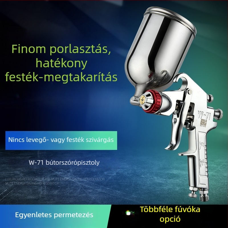 Wen Jie W-71 autófestékszóró, felső tartállyal W77 és alsó tartállyal F75, kiváló atomizációval