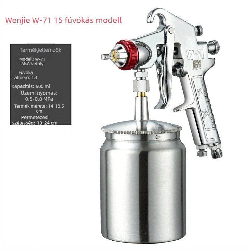 Wen Jie W-71 autófestékszóró, felső tartállyal W77 és alsó tartállyal F75, kiváló atomizációval