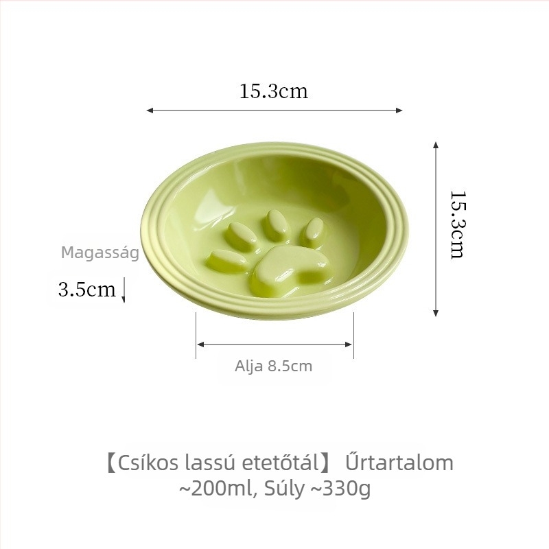 Minimalista stílusú kerámia macska- és kutya tál, csíkos szélekkel, lassú etetéshez, anti-tip
