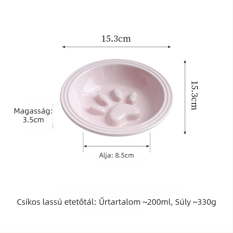 Minimalista stílusú kerámia macska- és kutya tál, csíkos szélekkel, lassú etetéshez, anti-tip