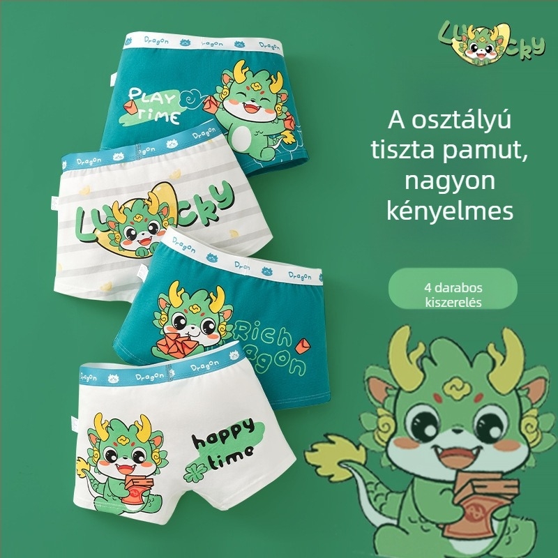 Fiúknak való pamut boxerek, A osztályú pamut, kényelmes szabás