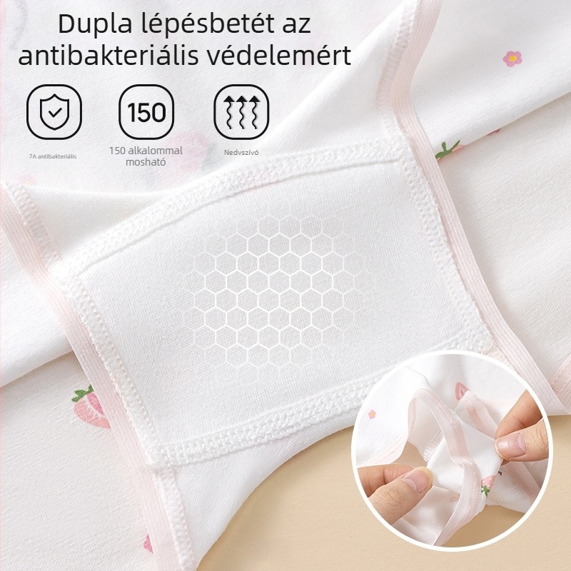 Lányok számára pamut alsónadrág, A osztály, teljes pamut, növekedési szakaszhoz, 3–8 évesek (100–140 cm)