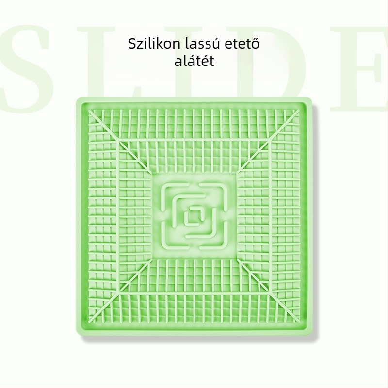 Szilikonból készült háziállat tál és etetőtálca anti-spill vákuumos szívóval, lassú etetés macskáknak és kutyáknak