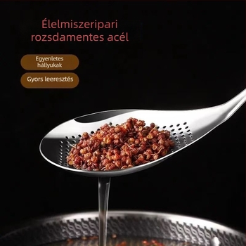 Rozsdamentes acél tészta- és gombóc leszűrőkanál készlet, leeresztésre és sütésre