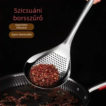 Rozsdamentes acél tészta- és gombóc leszűrőkanál készlet, leeresztésre és sütésre