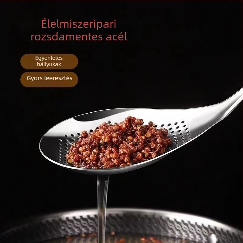 Rozsdamentes acél tészta- és gombóc leszűrőkanál készlet, leeresztésre és sütésre