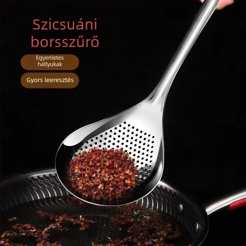 Rozsdamentes acél tészta- és gombóc leszűrőkanál készlet, leeresztésre és sütésre
