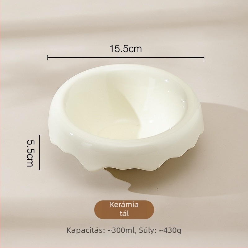 Emelt kerámia macskatál, skandináv stílus, magas etetőtál, anti-spill