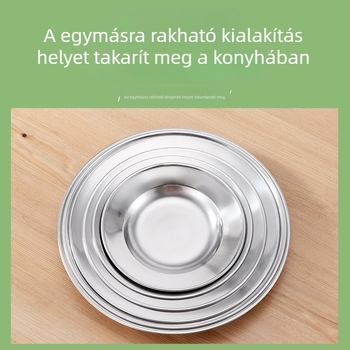 Rozsdamentes acél – vastagított kör alakú, sekély tál fűszerekhez és díszítéshez, mágneses, fényes felület