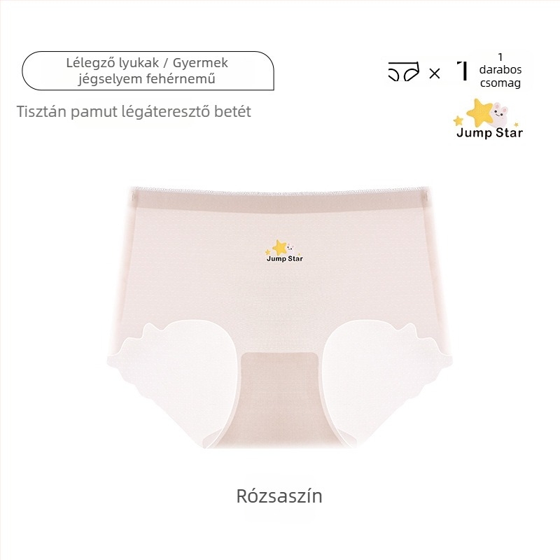 Lányoknak készült varrat nélküli ice-silk alsónemű, aranyos karikatúra mintával, középmagas derekú, nagy méret, puha és lélegző