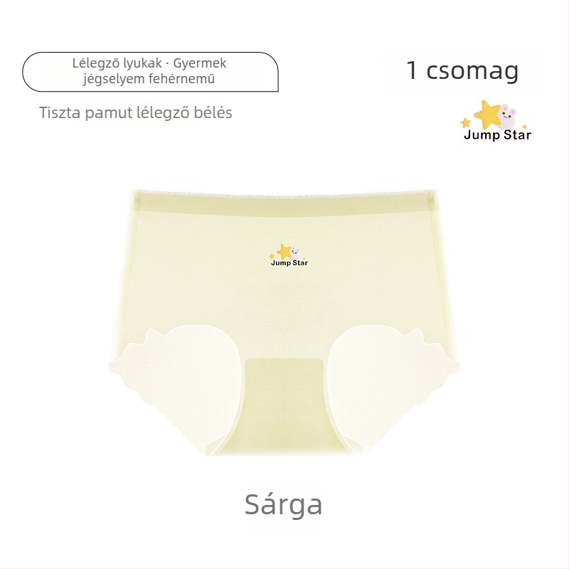 Lányoknak készült varrat nélküli ice-silk alsónemű, aranyos karikatúra mintával, középmagas derekú, nagy méret, puha és lélegző