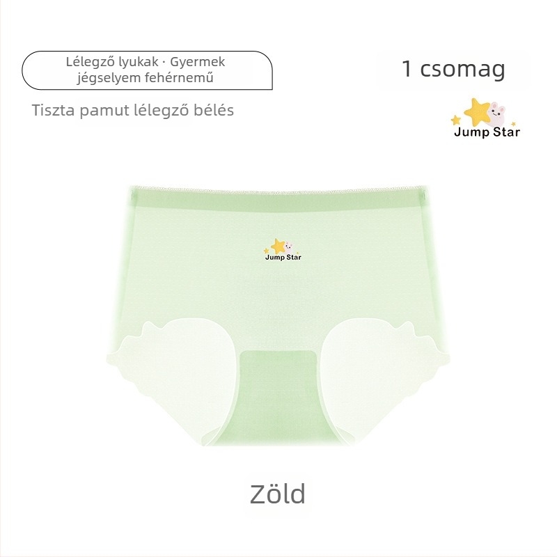 Lányoknak készült varrat nélküli ice-silk alsónemű, aranyos karikatúra mintával, középmagas derekú, nagy méret, puha és lélegző